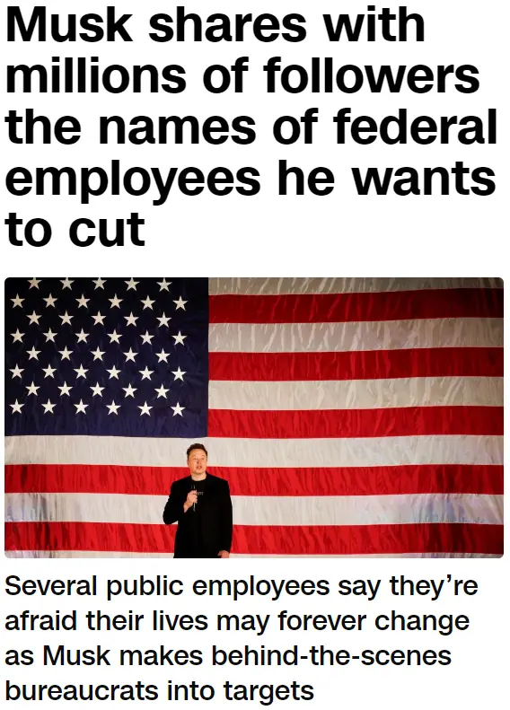 A man in a black suit holding a microphone stands in front of a large American flag. The image is overlaid with bold black…