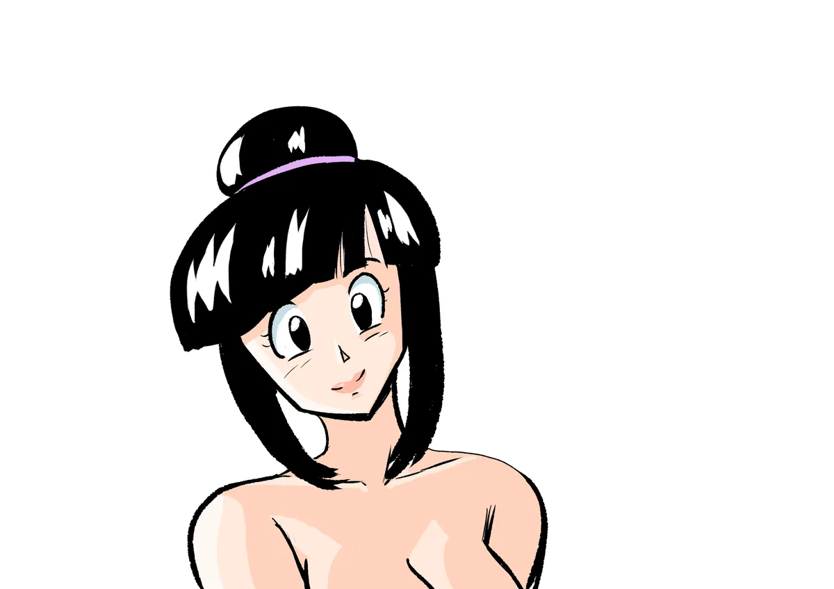 An anime-style illustration of a young woman with black hair in a topknot, wearing a purple headband with a white 'M' logo…