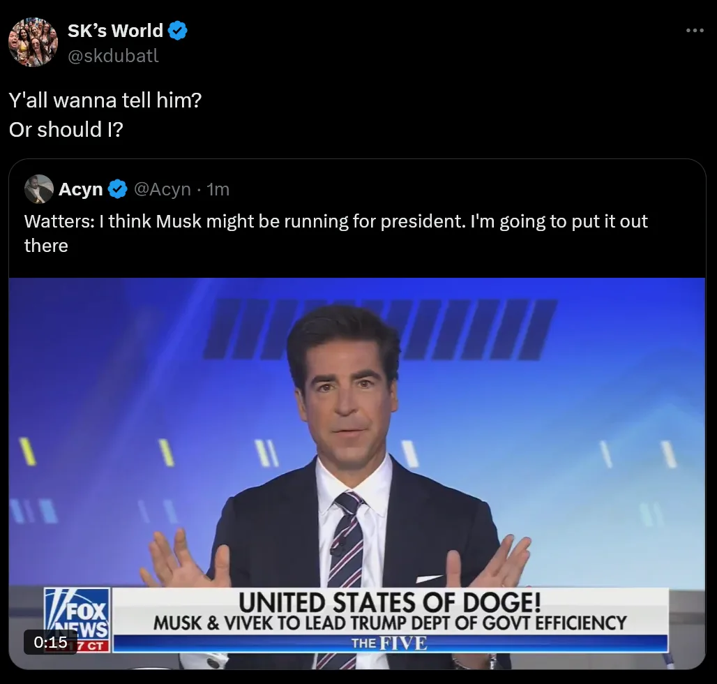 A screenshot of a Fox News broadcast featuring host Jesse Watters, who has his hands open in a questioning gesture. The…