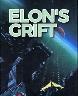 A space-themed image resembling a video game cover, featuring a spaceship flying toward a planet with a glowing atmosphere…