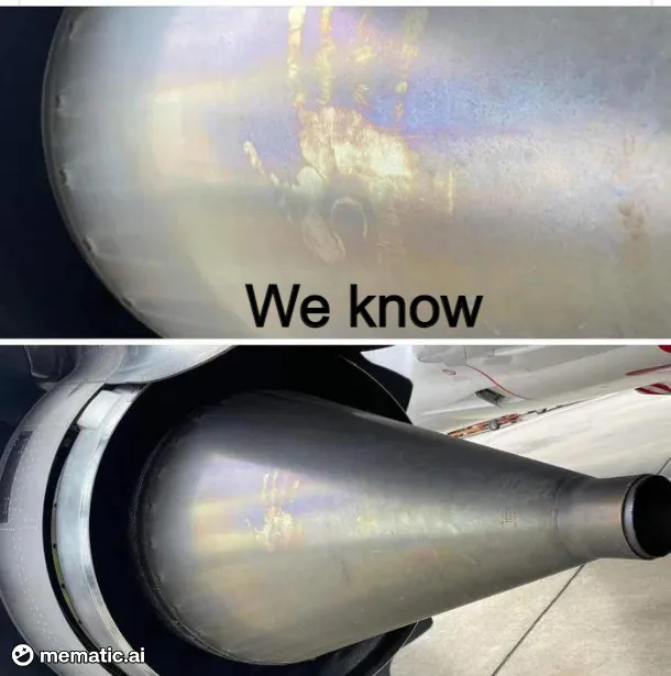 The image is split into two panels showing close-ups of aircraft engine nacelles. Both panels display the same iridescent…