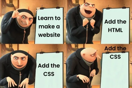 A four-panel meme featuring Gru from Despicable Me. In the first panel, Gru looks excited while holding a sign that says…