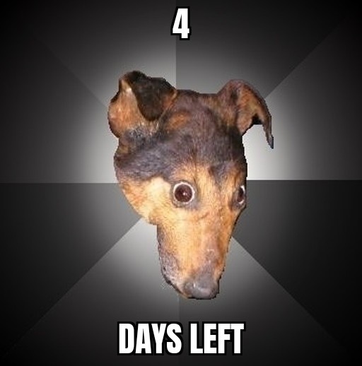 A close-up image of a dog's head with wide, startled eyes, set against a dark background with a spotlight effect. The number…