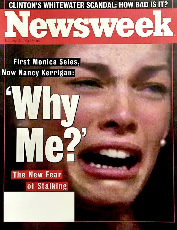 A 1994 Newsweek magazine cover featuring a close-up of a woman with a distressed, tearful expression. The headline reads…