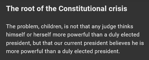 A dark gray background displays white text in a bold sans-serif font. The top line reads 'The root of the Constitutional…