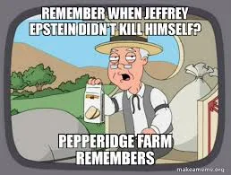 A cartoon man in a straw hat and suspenders holds a Pepperidge Farm cookie box, looking shocked. Text overlaid reads…