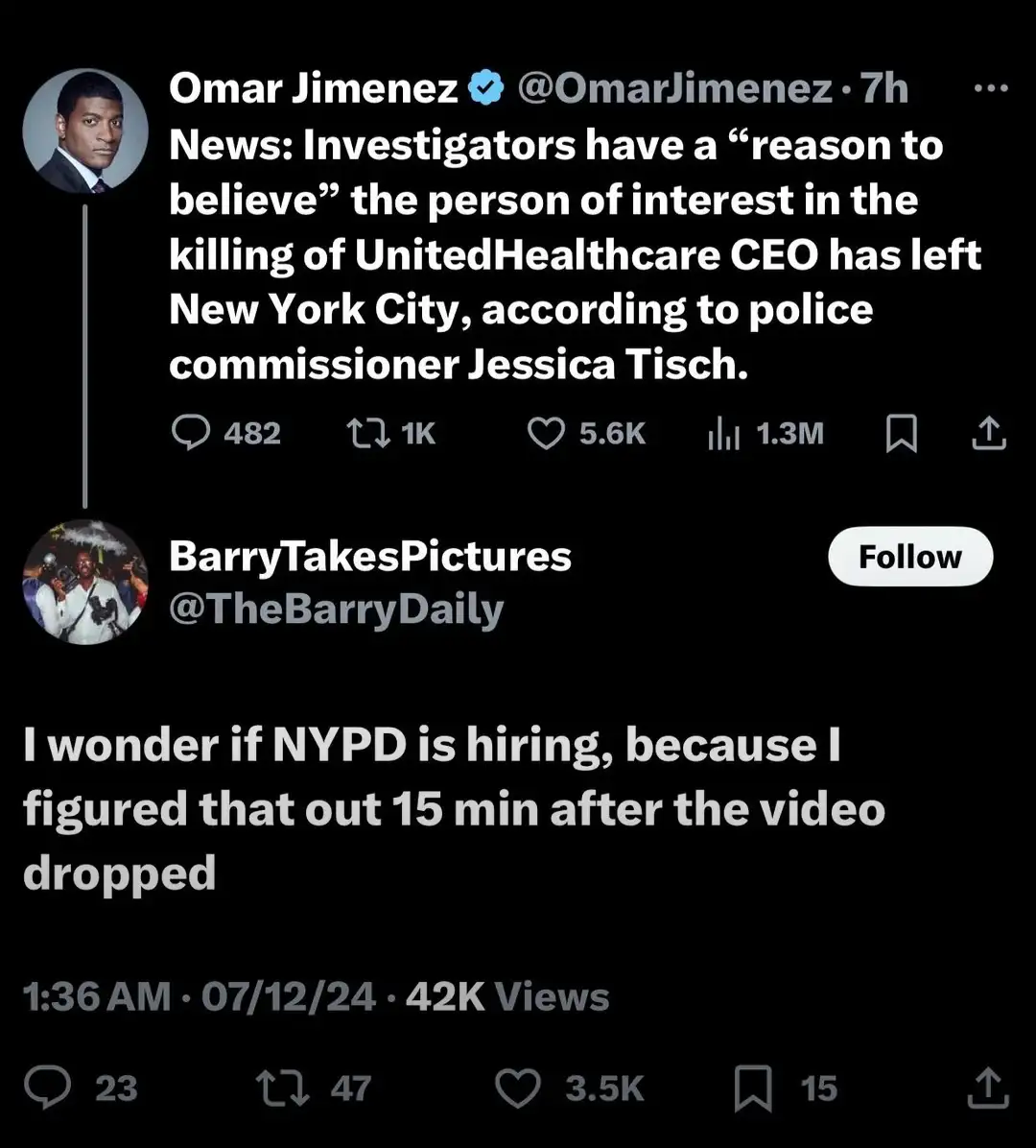 A screenshot of a Twitter thread shows a tweet from Omar Jimenez reporting that investigators have a 'reason to believe' the…