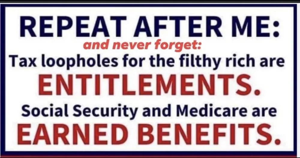 A white rectangular sign with a dark blue border displays bold text in dark blue and red. The top line reads 'REPEAT AFTER…