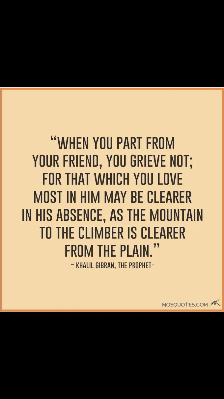 A beige background with a thin orange border displays a quote in black serif font. The quote is attributed to Khalil Gibran…
