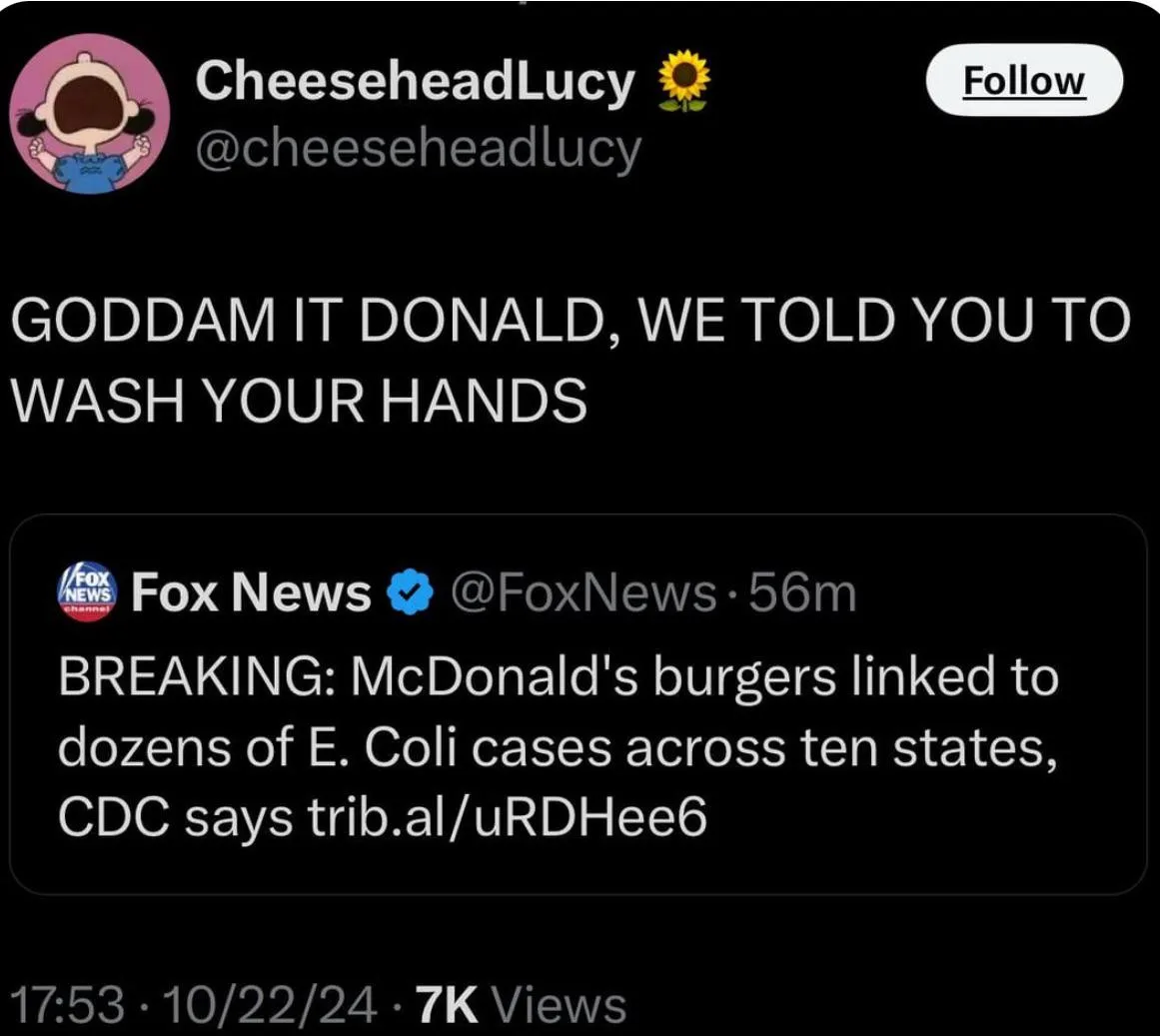 A screenshot of a Twitter post by user CheeseheadLucy, which features a large, bold text overlay reading 'GODDAM IT DONALD…