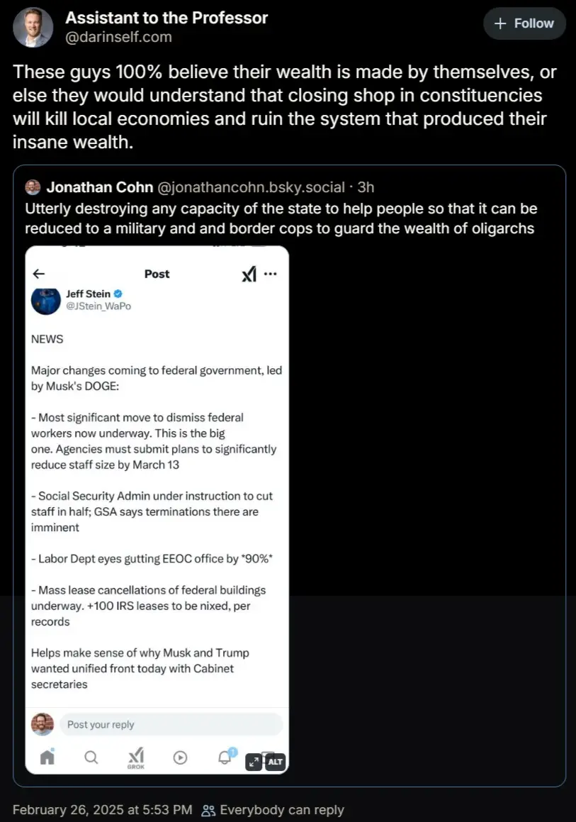 A screenshot of a Twitter thread where a user named Jonathan Cohn quotes a post by Jeff Stein from the WaPo, which lists…