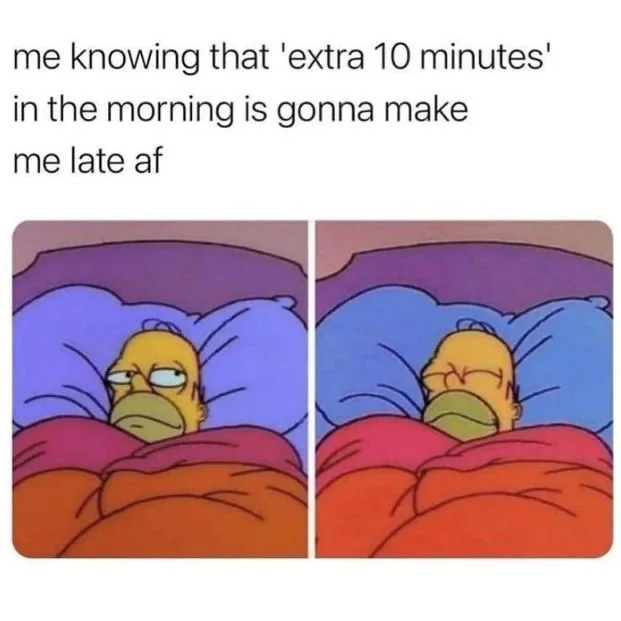 Two-panel image of Homer Simpson in bed, first panel showing him with a weary, resigned expression, second panel showing him…