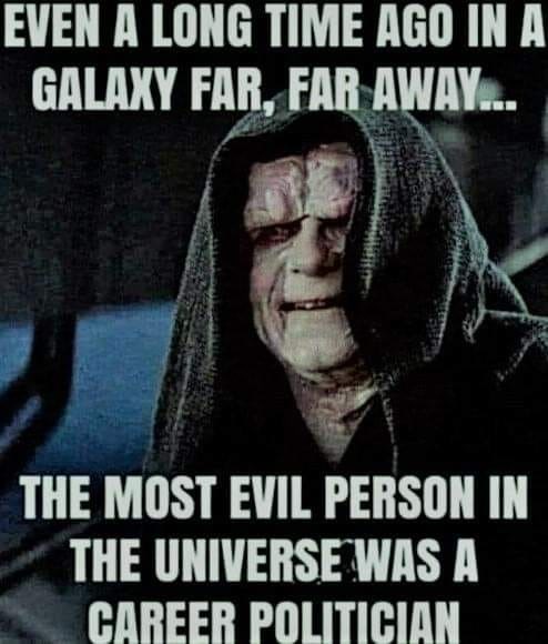 The image shows a close-up of the character Darth Sidious from Star Wars, wearing his dark hooded robe with a grim, sinister…