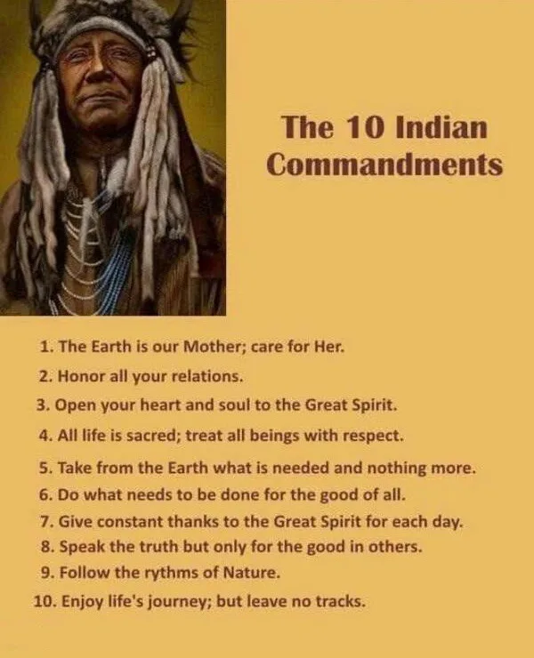 An image features a portrait of a Native American man on the left, with a yellow background on the right displaying the text…