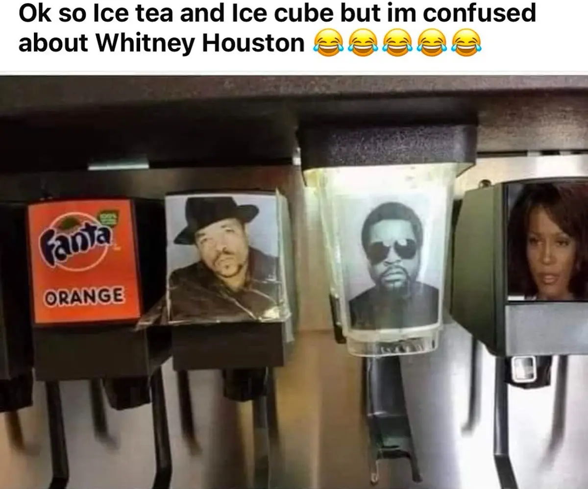 A close-up photo of a beverage dispenser with four drink stations. The leftmost station has a Fanta Orange label. The second…