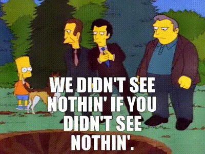 A still from The Simpsons shows Bart Simpson standing near a large hole with two police officers. The officers repeatedly…