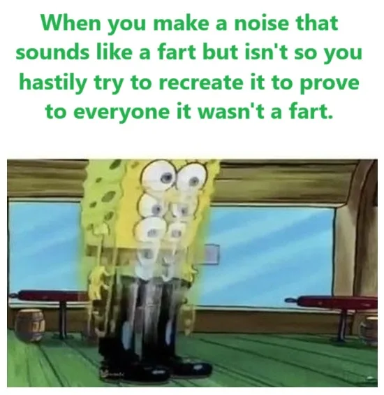 A cartoon image of SpongeBob SquarePants standing in a room with wide, startled eyes and a slightly open mouth, appearing…