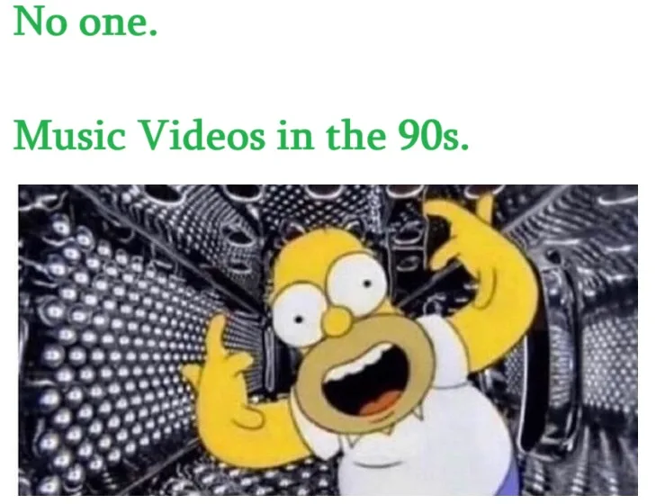 The image shows Homer Simpson with a terrified expression, surrounded by a chaotic, metallic, and distorted background…