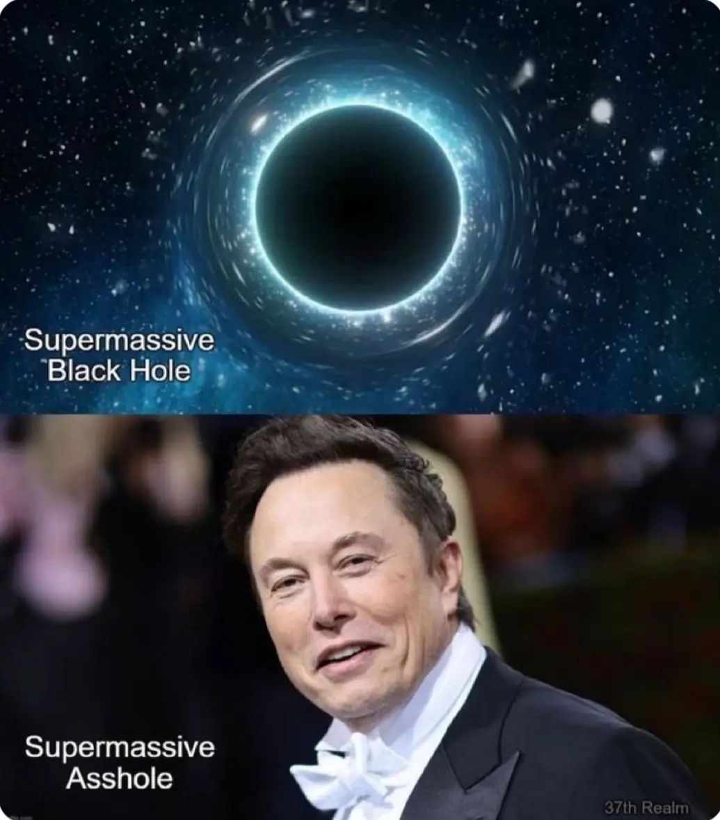The image is split into two panels. The top panel shows a cosmic scene with a bright accretion disk surrounding a black…