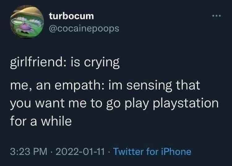 A screenshot of a Twitter post by user turbocum (@cocainepoops) showing a text conversation. The post reads: 'girlfriend: is…