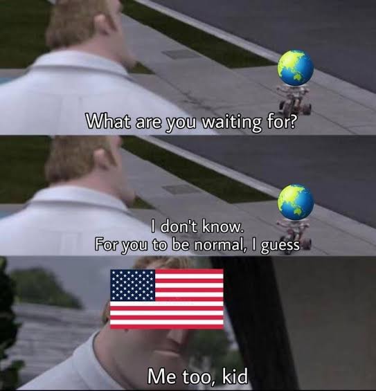 A three-panel meme featuring a man in a white shirt watching a small robot with a globe on its head. In the first panel, he…