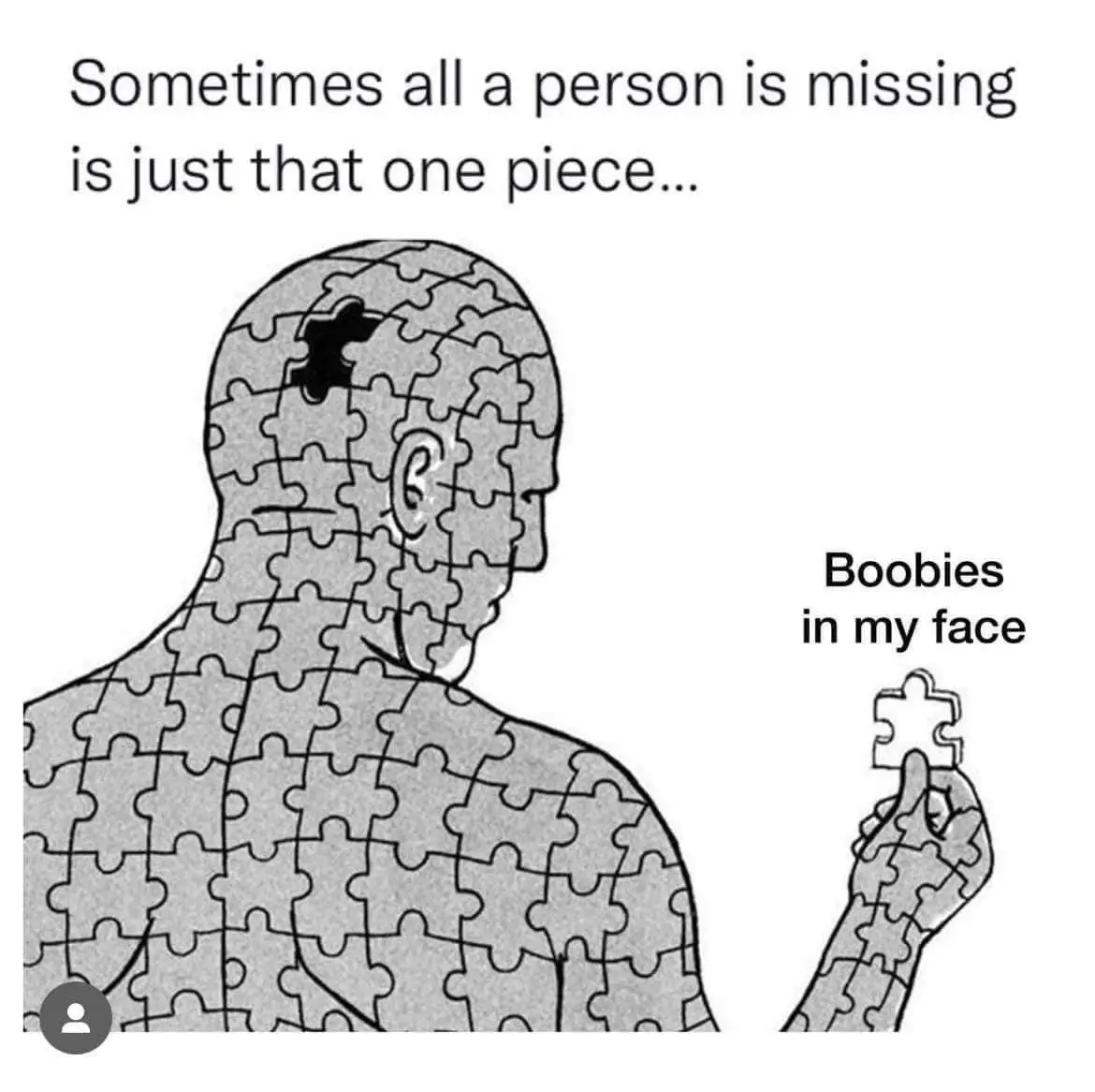 A black-and-white illustration shows a person's silhouette made of puzzle pieces, with one piece missing from the head area…