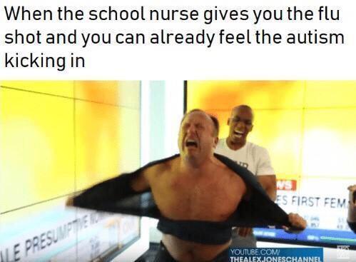 A man with a shirt pulled over his head is screaming in exaggerated agony while another man in the background laughs. The…