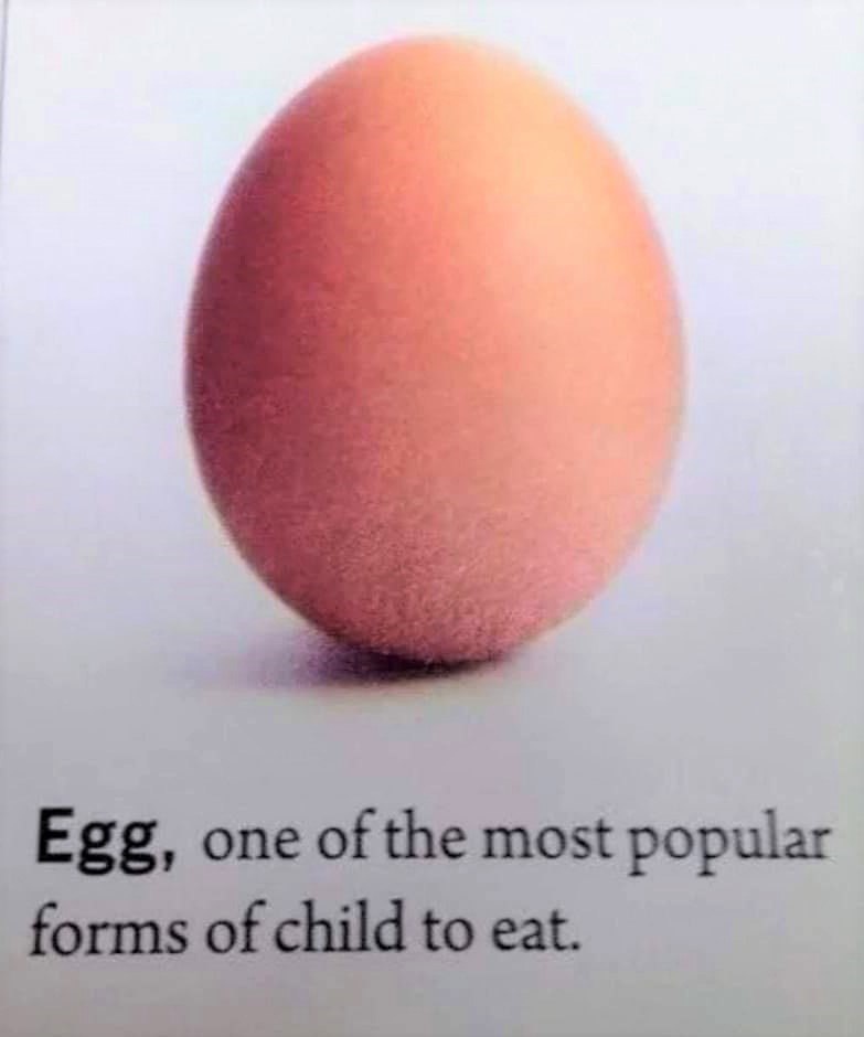A close-up photograph of a single brown egg centered on a plain white background. Below the egg, black serif text reads…