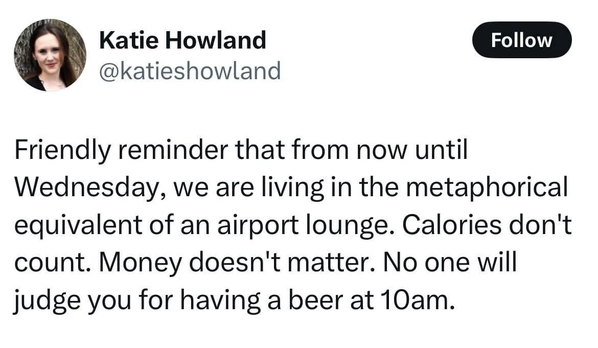 A screenshot of a tweet by Katie Howland (@katieshowland) with a profile picture and 'Follow' button. The tweet text…
