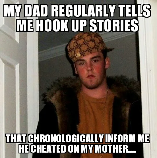 A man in a plaid cap and fur-lined jacket stands in a doorway, looking confused or unimpressed. The text overlaid on the…