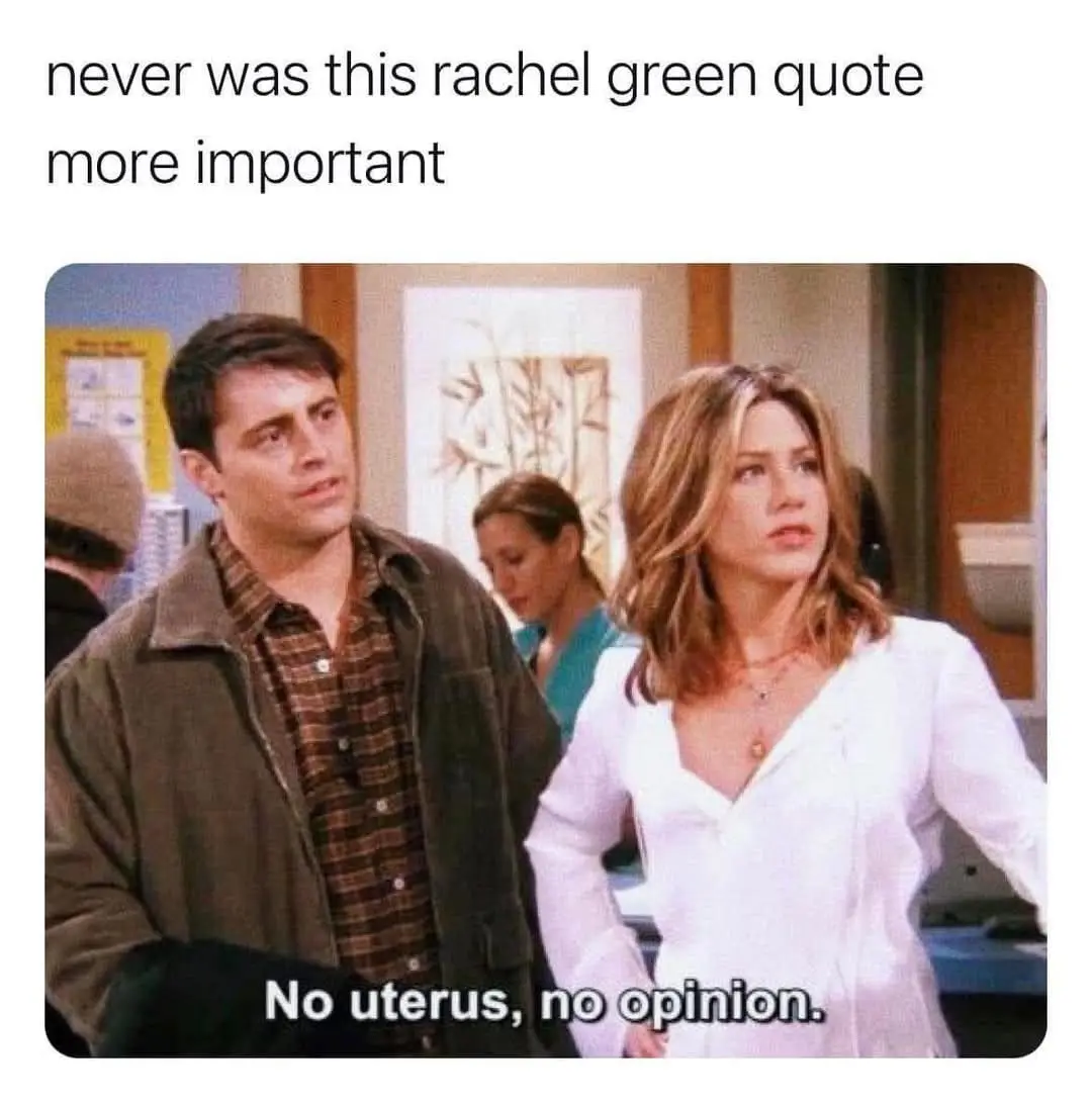 The image shows two characters from the TV show 'Friends', Rachel Green and Ross Geller, standing side by side in an…