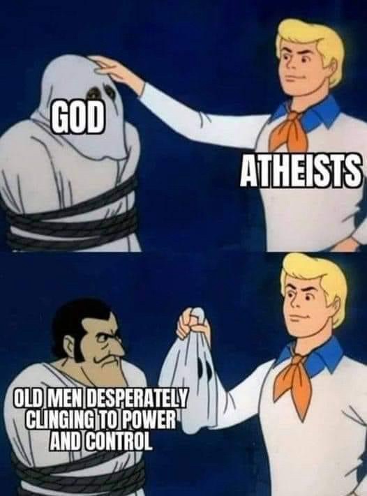 Two-panel meme featuring a cartoon man in a white shirt and orange tie. In the top panel, he gently touches the head of a…