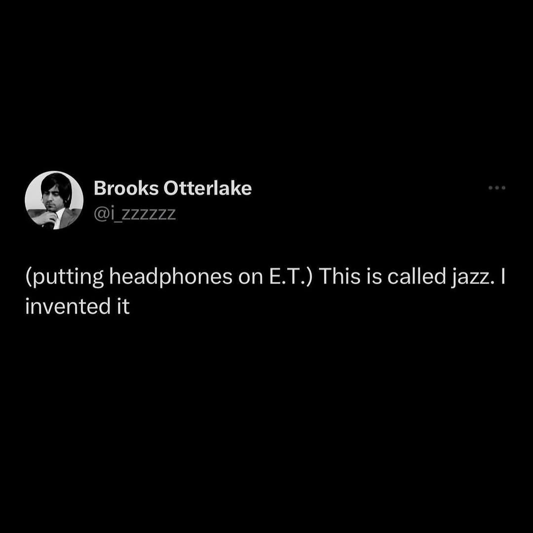 A screenshot of a tweet by Brooks Otterlake (@i_zzzzzz) showing a black background with white text. The tweet reads…