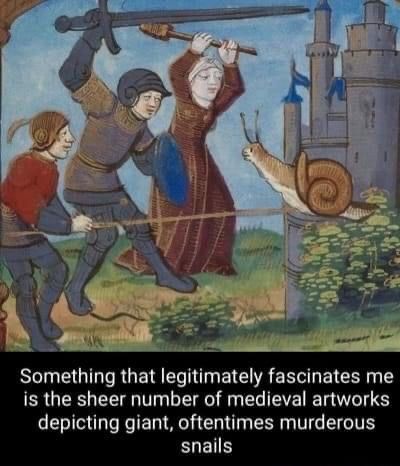 A medieval-style illustration shows three armored figures, two wielding swords and one pulling a rope, confronting a giant…