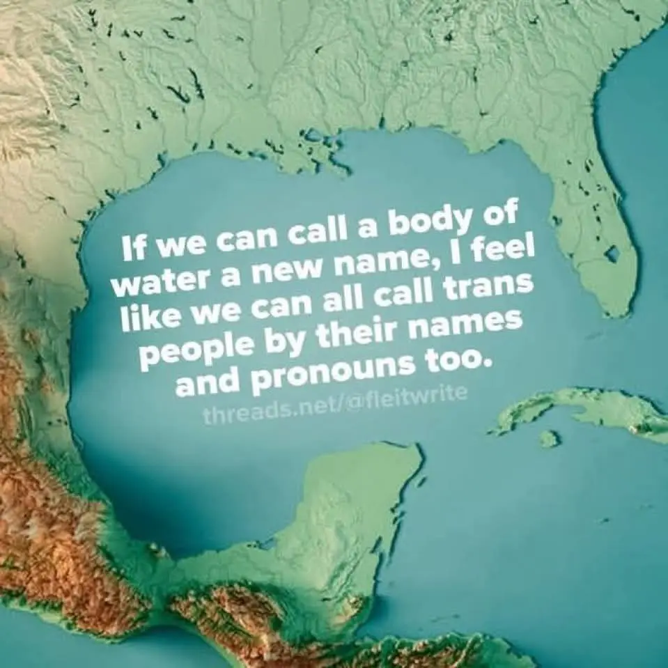 A topographical map of the Gulf of Mexico and surrounding U.S. coastlines, overlaid with white text stating, 'If we can call…