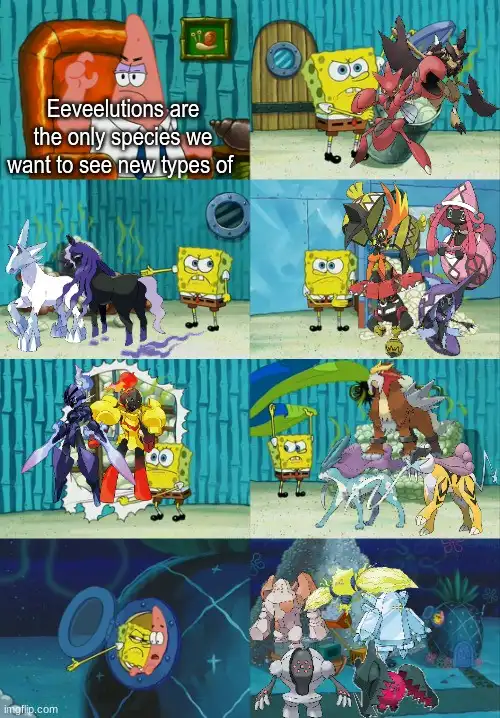 A six-panel meme grid featuring SpongeBob SquarePants reacting with increasing horror and disbelief to increasingly bizarre…