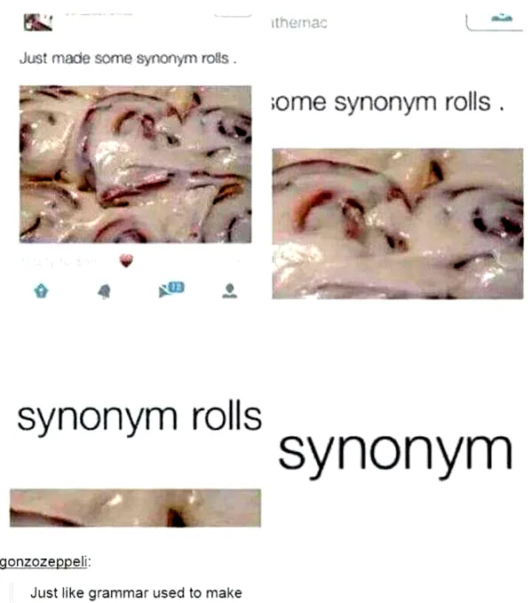 The image displays a screenshot of a social media post showing a close-up of a food item, likely a pastry or roll with…