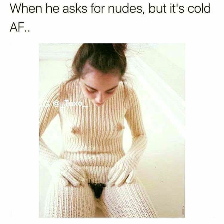 A woman is shown wearing a beige, ribbed, knitted one-piece garment that covers her torso and legs, leaving only her face…