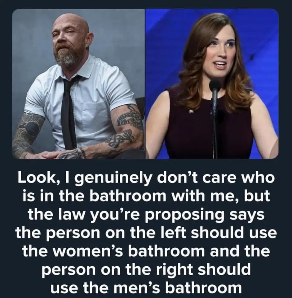 The image shows a split-screen with a bald man with tattoos and a beard on the left, and a woman with brown hair speaking…