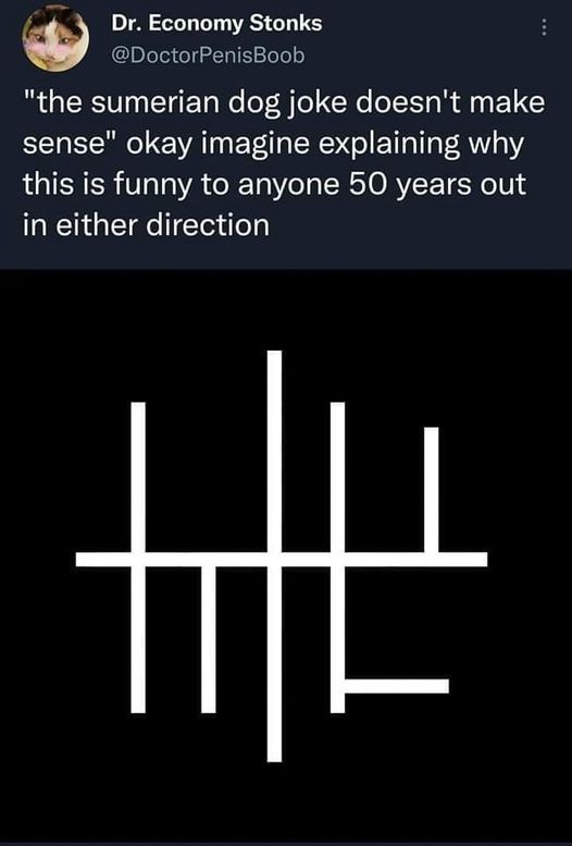 A screenshot of a tweet from 'Dr. Economy Stonks' (@DoctorPenisBoob) shows a black background with a white abstract symbol…