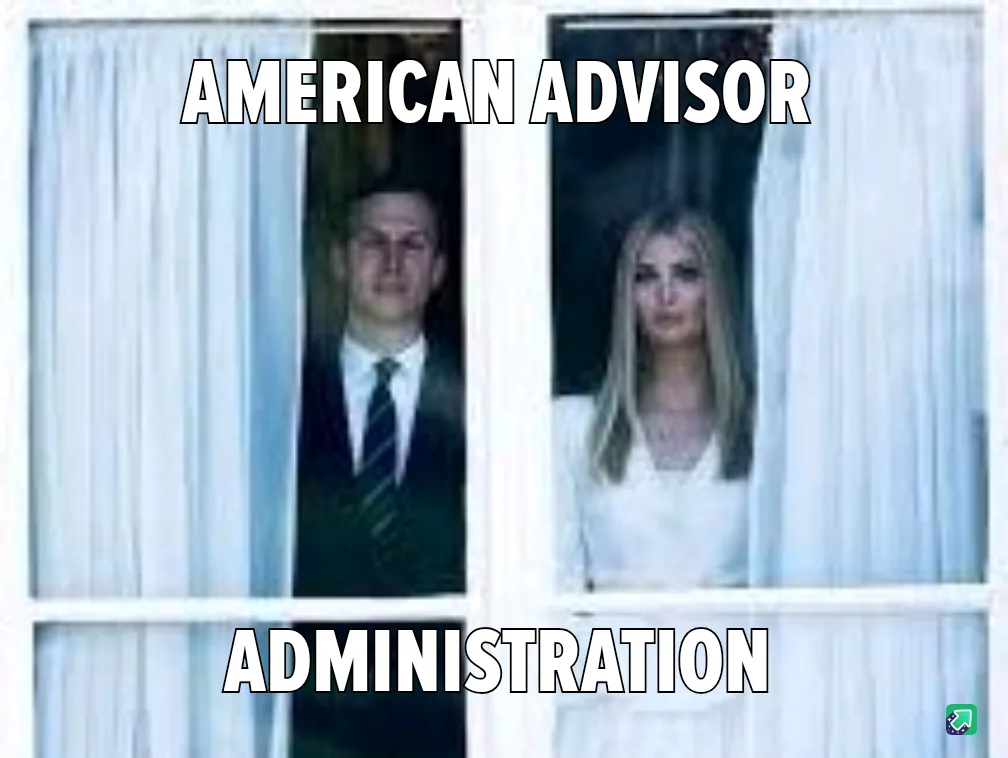 Two people, a man in a suit and tie and a woman in a white top, are seen looking out from behind parted curtains in a…