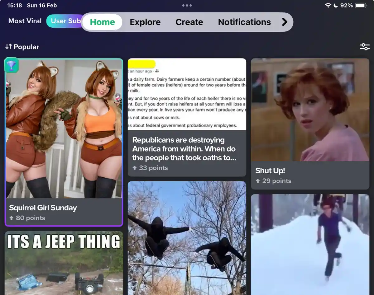 A screenshot of a social media feed shows a post with the text 'Republicans are destroying America from within. When do the…