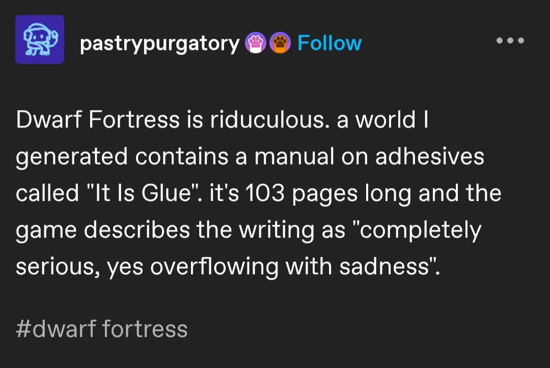 The image shows a screenshot of a social media post with white text on a dark background. The post is from a user named…