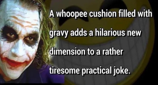 The image features a close-up of the Joker from The Dark Knight, with a large, grinning yellow smiley face emoji in the…
