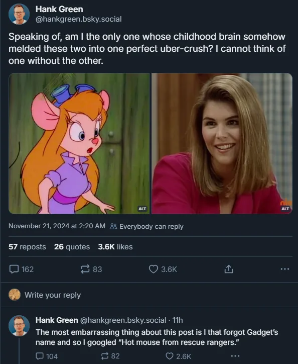 The image displays a side-by-side comparison of two figures: on the left, an animated female mouse character with orange…