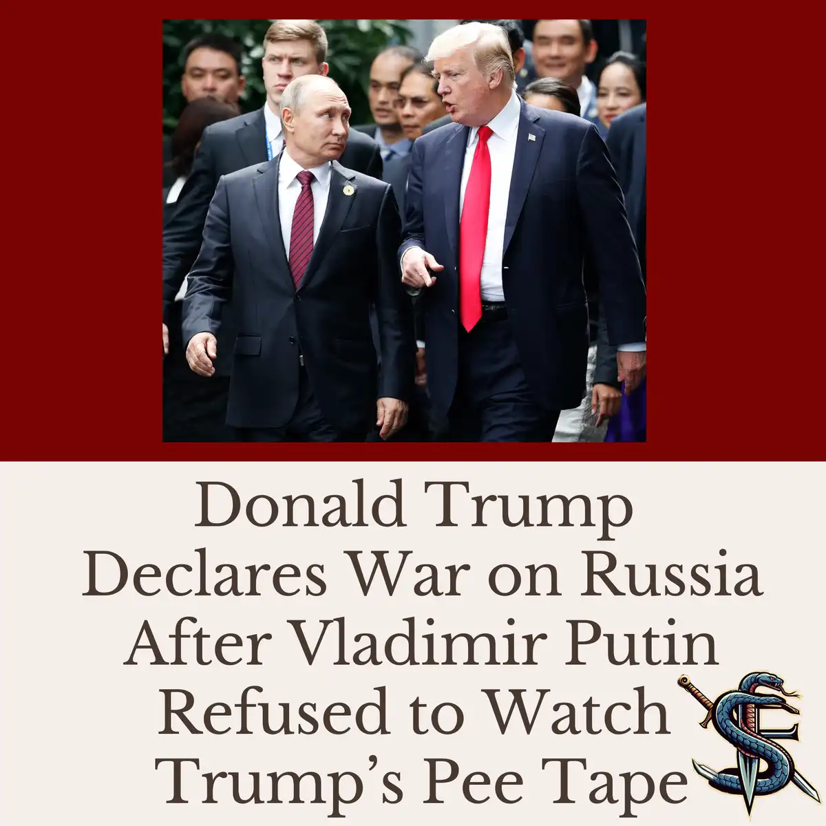 A photo shows Donald Trump and Vladimir Putin walking side-by-side, with Trump gesturing and Putin looking away. The…