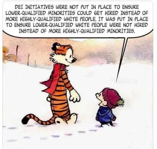 A Calvin and Hobbes comic panel shows Calvin, a small boy in a red hat and blue coat, looking up at Hobbes, a large tiger in…