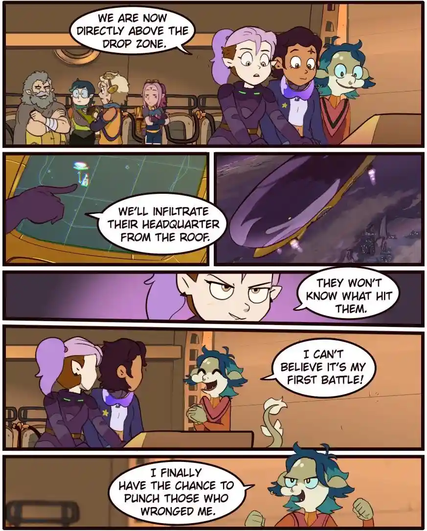 A five-panel comic strip from 'Star vs. the Forces of Evil' shows a group of characters planning a stealth mission. One…