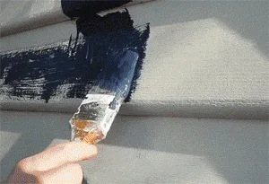 A sequence of six images shows a person painting a house with a brush, starting with a simple outline and progressing to…