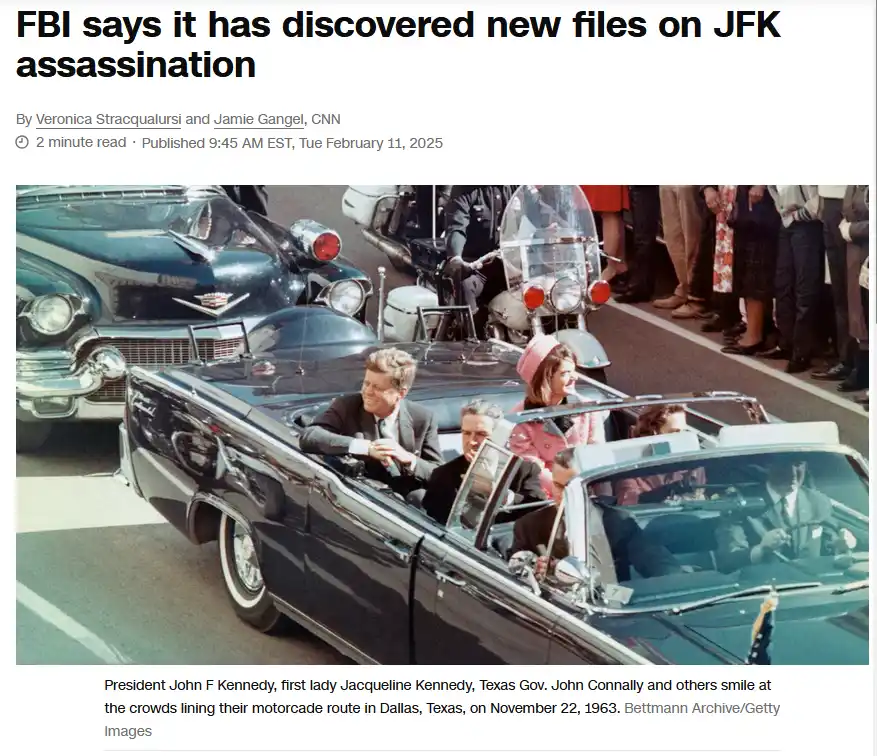 A vintage news article screenshot shows a smiling President John F. Kennedy, First Lady Jacqueline Kennedy, and others in a…